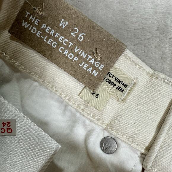 NWT Madewell Perfect Vintage Wide Leg Crop Jeans Size 26 Tile White Cream - Picture 7 of 11